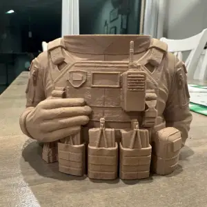 Pen holder - Soldier in military base wearing vest