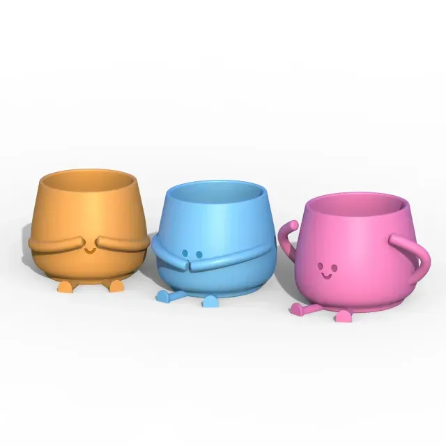 Happy Face Planter - Pot Set, See Hear Speak No Evil Themed — Фото 7 из 9