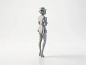 Cute Girl With Bowtie Figurine Chibi 3D Printable