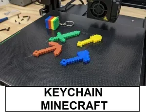 Minecraft-Style Pixelated Tool Keychains