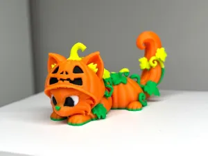 halloween pumpkin cat flexi toy articulated cat
