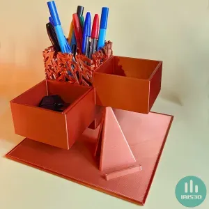Desktop Organizer Phone Stand Leave Pattern