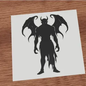 Devil silhouette with bat wings dark fantasy design