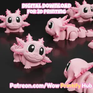 3D Printed Axolotl: Articulated Flexi Fidget Toy (STL & 3MF)