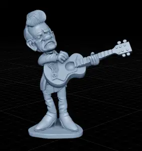 Stylized Caricature Guitarist Johnny Cash