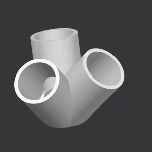 3 Way Tent/Trelis connector PVC 20mm pipe - print in place