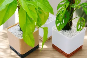 VORONOI-WOOD TEXTURE SQUARE PLANTER - 160MM - THIN WALL