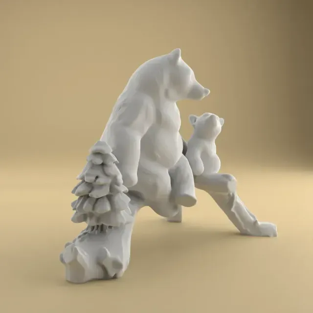 Bear Mom and Baby on Tree STL – Cute 3D Gift for Mother — Фото 9 из 9