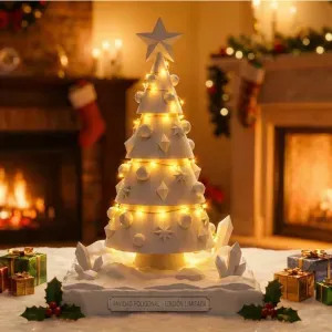 Geometric Christmas Tree Decor - Modern Holiday Night Light