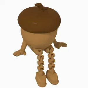 🌰 Acorn Forest Spirit – One-Piece Figurine for 3D Print 🌰