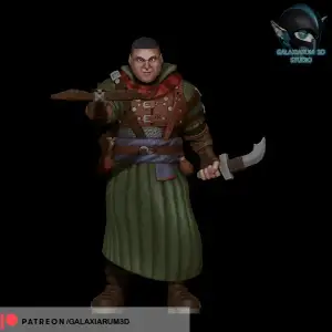Elf warrior with a dagger and a crossbow