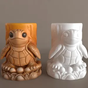 Cute Turtle Pot – 3D STL File for Planter Urn Candle Holder