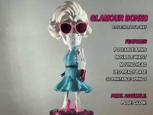 GLAMOUR BONES - Poseable Skeleton With Led Base