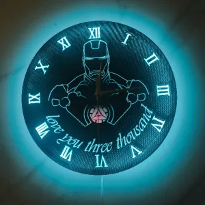 Colorful hollow Iron Man clock light