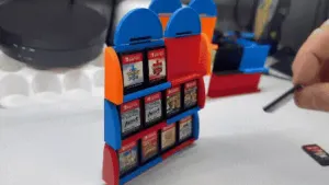 Fully modular mini game-store shelving unit for Switch games