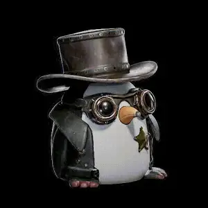 Steampunk penguin separated by Peak, Hat and Body