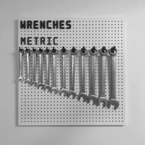 Pegboard kit (Biltema) - Monopeg Rounded typeface