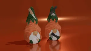 Crochet Gnomes, with axe and knife - painted 3mf