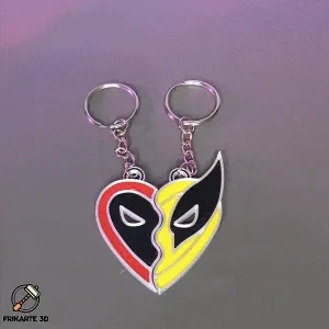 Deadpool & Wolverine Best Friends Heart Necklace/Keychain