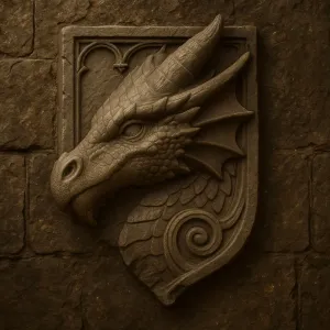 Ancient Dragon Wall Relief  Stone Sculpture Style