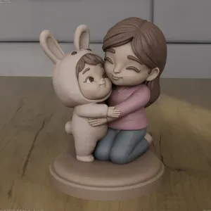 Mother and Baby Bunny Hug 3D Model STL for Mother's Day
