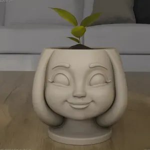 Cute Smiling Girl Planter and Desk Organizer 3D STL