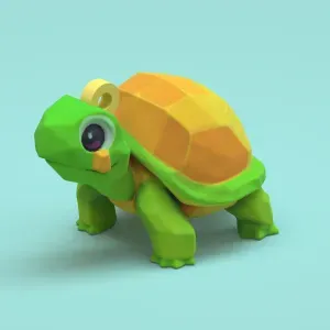 Low-Poly Tortoise Keychain