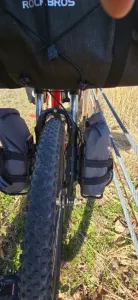 Bike suspension fork bottle cage mount.