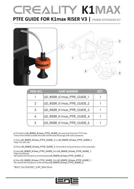 CREALITY K1max PTFE TUBE GUIDE[ FOR K1max LID RISER V3]