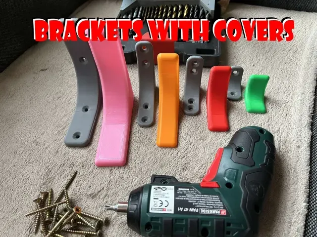 Brackets with covers, consoles with shelf covers