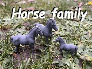 Horse family on the farm