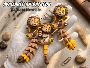 FREE - Fluffy Tails Cute Flexi Lion - Toy, Keychain, Magnet
