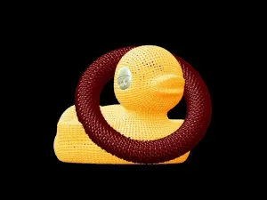 Cute Knitted Weave Ducky with lifebuoy around it