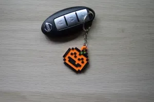 Pixel pumpkin keychain