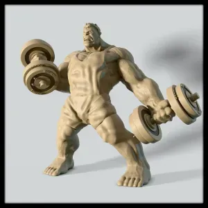 Hulk Gym Workout 3D Model - Weightlifting Superhero Figurine