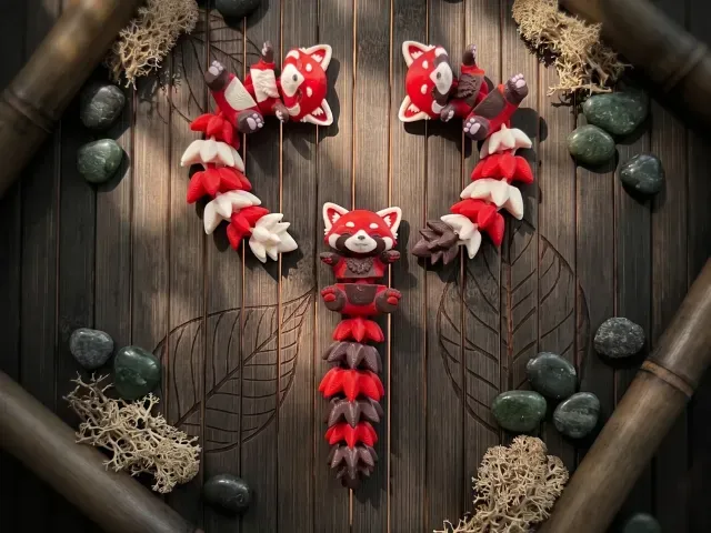 Fluffy Tail Cute Flexi Baby Red Panda - Toy/ Keychain/Magnet — Image 6 of 9