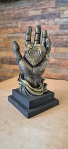Customizable Modern Hand and Heart Love Sculpture