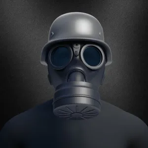 German WWII M35 Helmet & M38 Gas Mask - Replica Model