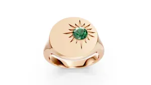 Sun rays Diamond Signet Ring