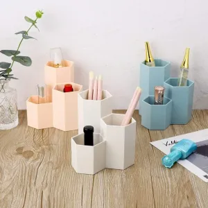 Hexagonal Pen Holder Container Plastic Pencil Organizer Desk