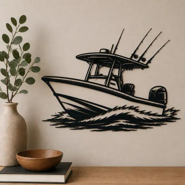 Offshore Fishing Boat Coastal Ocean Wall Art Home Decor