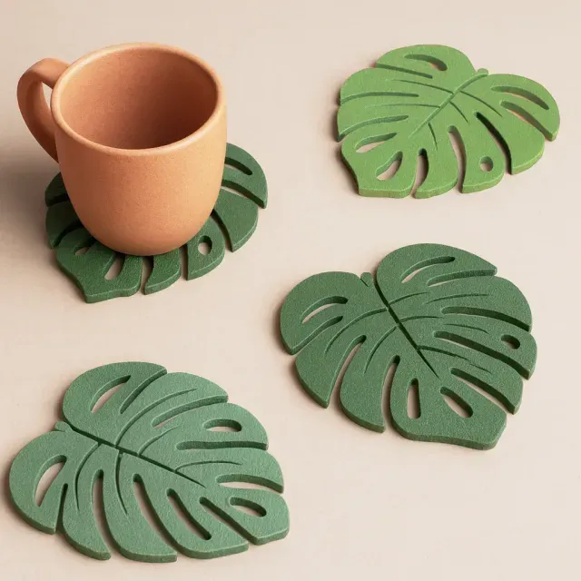 Monstera Leaf Coaster Set, 3D Tropical Printable STL File, — Фото 6 из 7