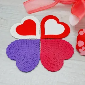 Heart Knitted Coaster 2 Styles Crochet Valentine