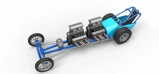 Front engine vintage dragster with 2 V8 Version 2 Scale 1:25 — Фото 3 из 9