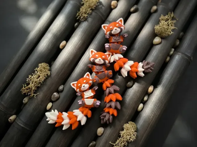Fluffy Tail Cute Flexi Baby Red Panda - Toy/ Keychain/Magnet — Image 2 of 9
