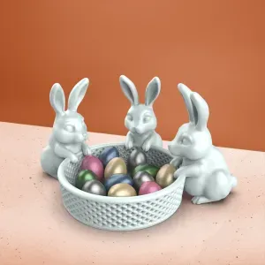 3D Easter Bunny Basket, 3 Rabbit Model, Easter Egg Gifts