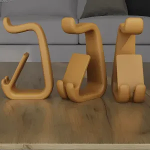 Modern Headphone Stand and Phone Holder 3D Print STL