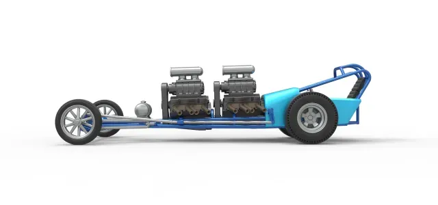 Front engine vintage dragster with 2 V8 Version 2 Scale 1:25 — Фото 6 из 9