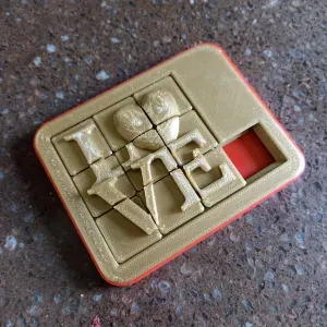 print in place love puzzle 9 sliding pieces fidget toy