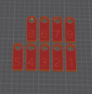 Customizable Keychain / key name tag with numbers 1 - 9
